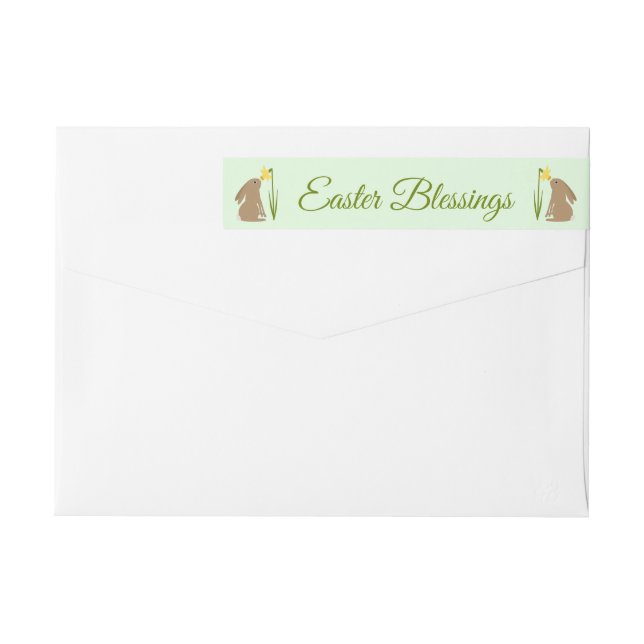 Easter Bunny Rabbit and Daffodil flower Custom Wrap Around Label (Back)