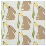 Easter Bunny Rabbit and Daffodil flower Fabric