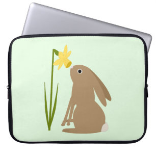 Easter Bunny Rabbit and Daffodil flower Laptop Sleeve