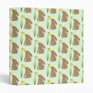 Easter Bunny Rabbit and Daffodil flower Patterned 3 Ring Binder