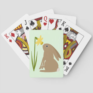 Easter Bunny Rabbit and Daffodil flower Poker Cards