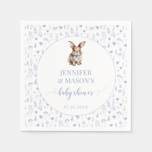 Easter bunny rabbit baby boy shower paper napkins