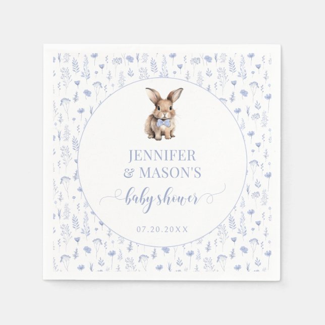 Easter bunny rabbit baby boy shower paper napkins (Front)
