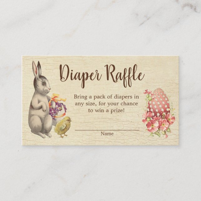 Easter Bunny Rabbit Baby Shower Diaper Raffle Enclosure Card (Front)