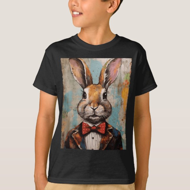 Easter Bunny Rabbit Bow Tie Happy Easter Boys Kids T-Shirt (Front)