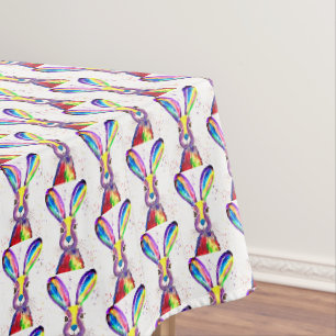 Easter Bunny Rabbit Bunnies Watercolor Colorful Tablecloth