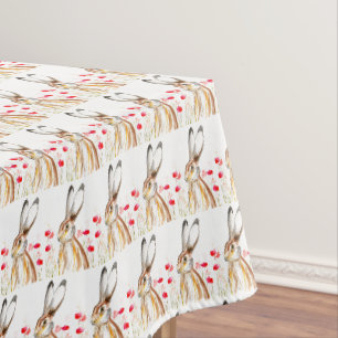 Easter Bunny Rabbit Bunnies Watercolor Floral Tablecloth