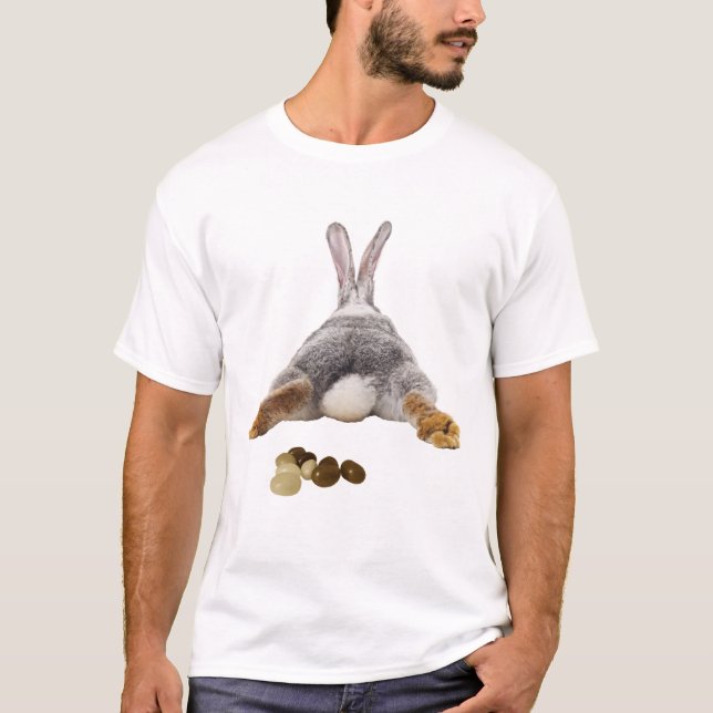 Easter Bunny Rabbit Butt Jelly Bean Poop Brown T-Shirt (Front)