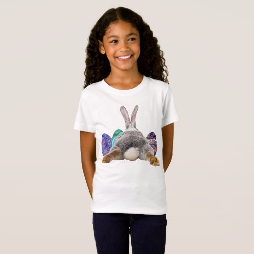 Easter Bunny Rabbit Butt Tail Cute Eggs Girls T_Shirt