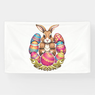 Easter Bunny Rabbit Colorful Eggs Easter Egg Hunt Banner