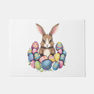 Easter Bunny Rabbit Colorful Eggs Easter Egg Hunt  Doormat