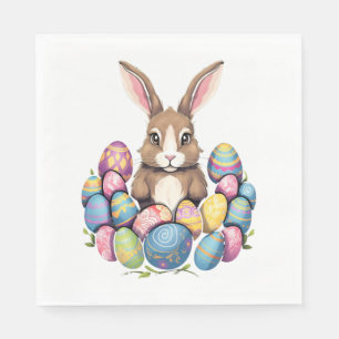 Easter Bunny Rabbit Colorful Eggs Easter Egg Hunt  Napkins