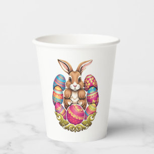 Easter Bunny Rabbit Colorful Eggs Easter Egg Hunt Paper Cups
