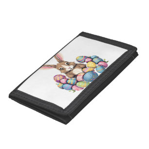 Easter Bunny Rabbit Colorful Eggs Easter Egg Hunt Trifold Wallet