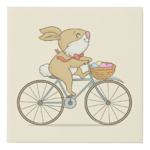 Easter Bunny Rabbit Cycling Bike Holidays Faux Canvas Print