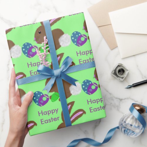 Easter Bunny Rabbit Decorated Eggs Wrapping Paper