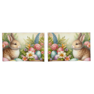 Easter Bunny  Rabbit  Decorative Pastel Set of 2 Pillow Case