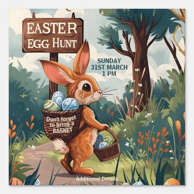 Easter Bunny Rabbit - Easter Egg Hunt (Double) Sign (Front)