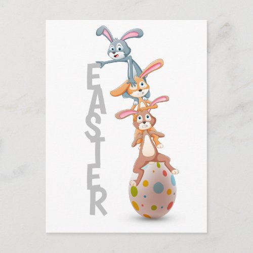 Easter Bunny Rabbit Egg Balancing Act  Holidays Postcard