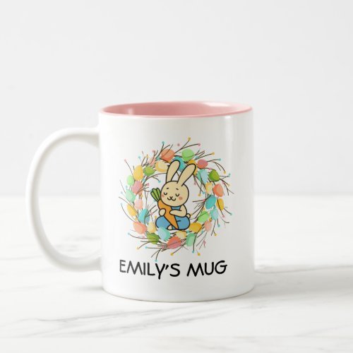 Easter Bunny Rabbit Egg Wreath Gift Two_Tone Coffee Mug