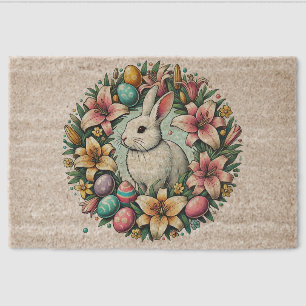 Easter Bunny Rabbit Eggs                           Fiber Doormat