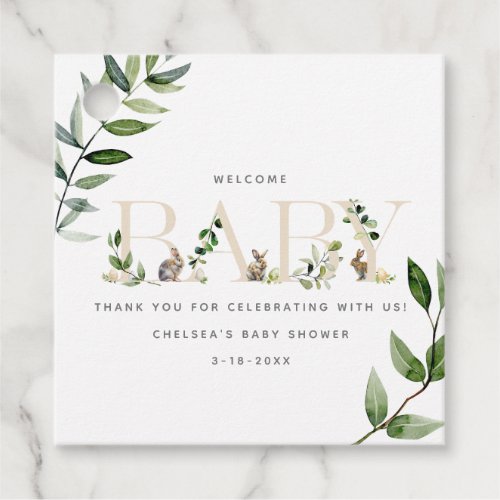 Easter Bunny Rabbit Eucalyptus Neutral Baby Shower Favor Tags