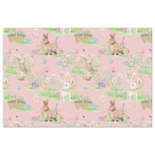 Easter Bunny Rabbit Floral Butterfly Decoupage Tissue Paper