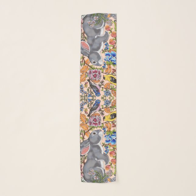 Easter Bunny Rabbit Floral Pink Pretty Pastel Scarf (Front)