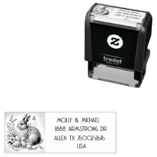 Easter Bunny Rabbit Floral Wedding Return Address Self-inking Stamp