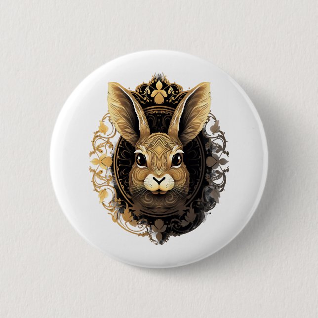 Easter Bunny Rabbit Mandala Arts Easter Day    Button (Front)