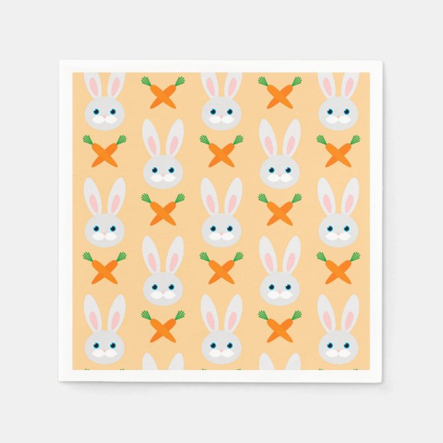 Easter Bunny Rabbit modern Carrots Pattern Napkins (Front)