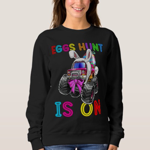 Easter Bunny Rabbit Monster Truck Toddler Boys Gir Sweatshirt