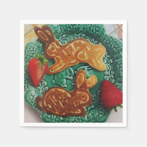 Easter Bunny Rabbit Pancake Green Plate Strawberry Napkins