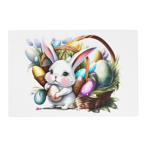 Easter bunny rabbit pastel egg basket cute placemat