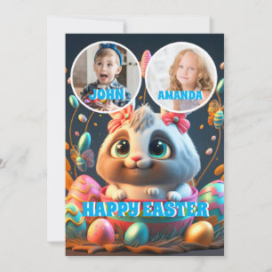 Easter Bunny Rabbit Personalized Kids Photo Holiday Card