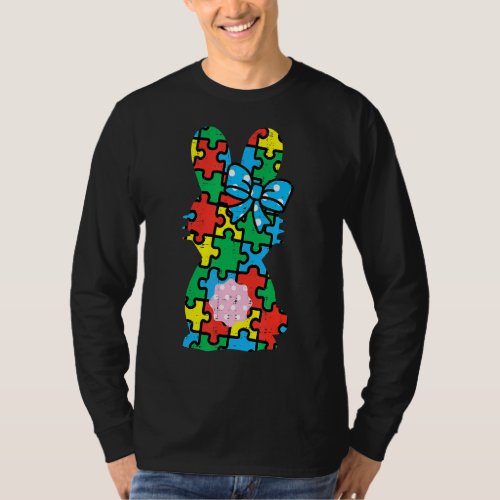 Easter Bunny Rabbit Puzzle Autism Awareness Women  T_Shirt