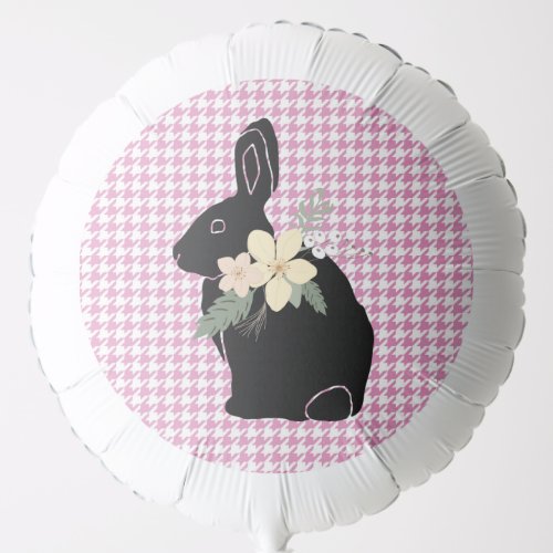 Easter Bunny Rabbit Silhouette Flowers Houndstooth Balloon