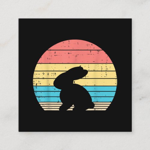 Easter Bunny Rabbit Silhouette Sunset Retro Square Business Card