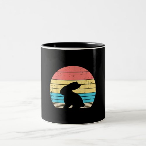 Easter Bunny Rabbit Silhouette Sunset Retro Two_Tone Coffee Mug