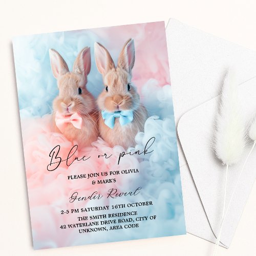 Easter Bunny Rabbit Smoke Gender Reveal Invitation
