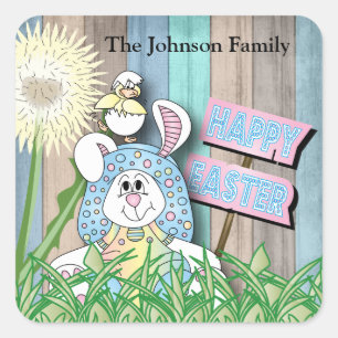 Easter Bunny Rabbit Square Sticker