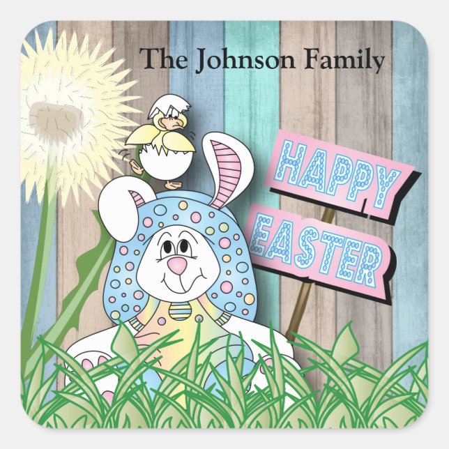 Easter Bunny Rabbit Square Sticker (Front)