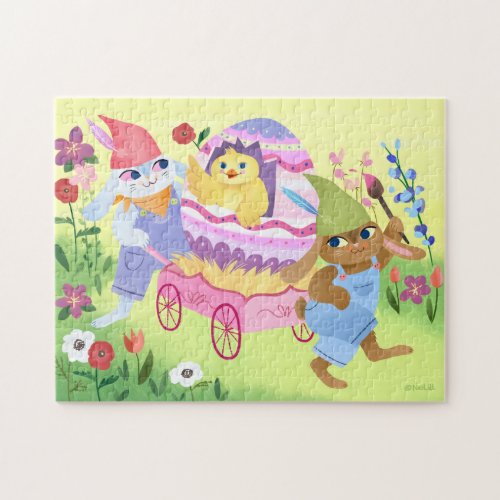 Easter Bunny Rabbits and Easter Egg Chick Jigsaw P Jigsaw Puzzle