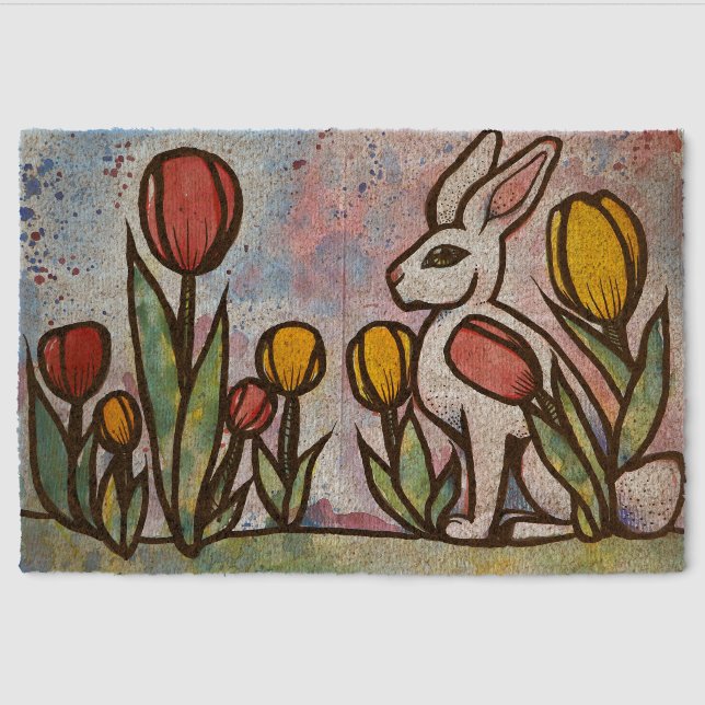 Easter Bunny Rabbits Nature Lovers Bunnies         Fiber Doormat (Front)