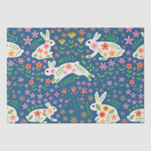 Easter Bunny Rabbits with Whimsical flowers Tissue Paper