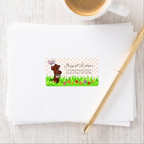 Easter Bunny Red Smooth Haired Dachshund Label