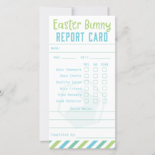 Easter Bunny Report Card