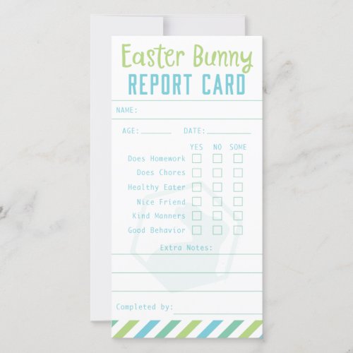 Easter Bunny Report Card