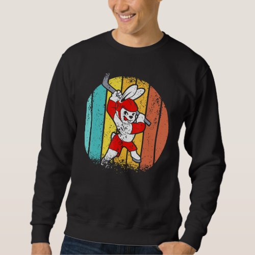 Easter Bunny Retro Sunset Vintage Hockey Basket Bo Sweatshirt