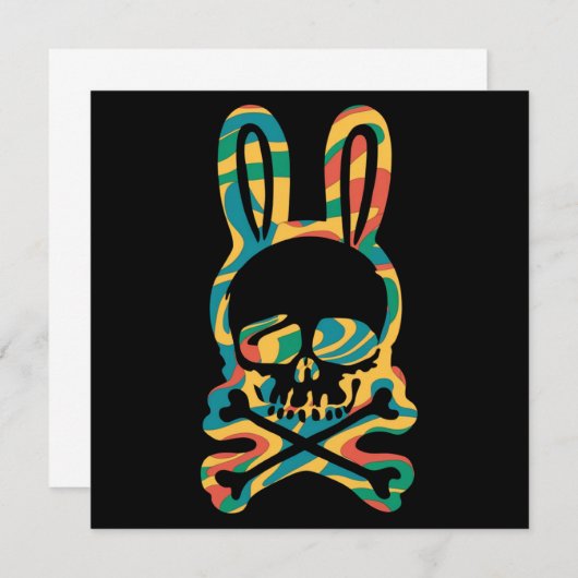 Easter Bunny Retro Tie Dye Bunny Skull Cross Bone (Front/Back)
